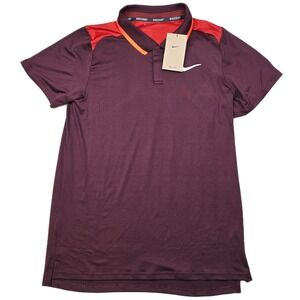 Nike‎ Court Tennis Polo Shirt Dri-Fit  Mens Small Burgundy Red Orange NEW